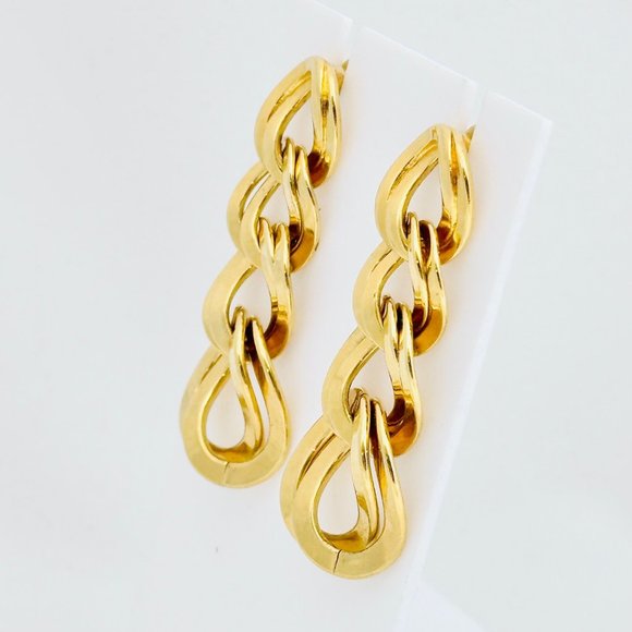 Vintage Monet Classic Double Chain Link Post Earrings - Picture 4 of 6